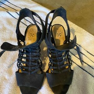 Vince Camuto Black Lace-Up Gladiator Heels